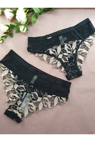 Трусики бразилиана из микросеточки с вышевкой Lanny Mode  51933